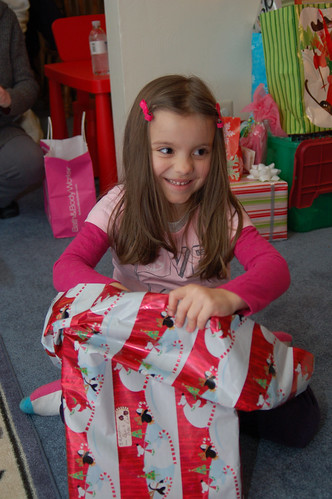 Christmas Eve:  Lauren opening presents.