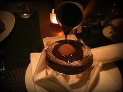 Chocolate souffle. Wolfgang Puck's Cut, Marina Bay Sands, Singapore