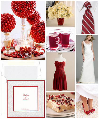 Perfect for postholiday weddings a winter white and cranberry palette is 