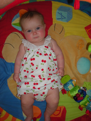 gracie in her cherry bubble dress