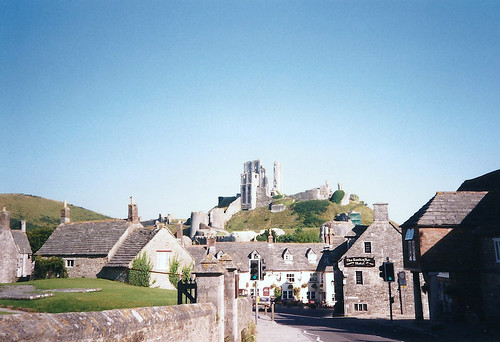 Corfe Castle View from Village - Copyright R.Weal 1998