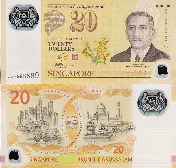 20 Dolárov Singapúr 2007 polymer, P53