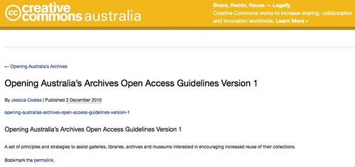 Opening Australia’s Archives Opening Australia's Archives Open Access Guidelines Version 1 – Creative Commons Australia