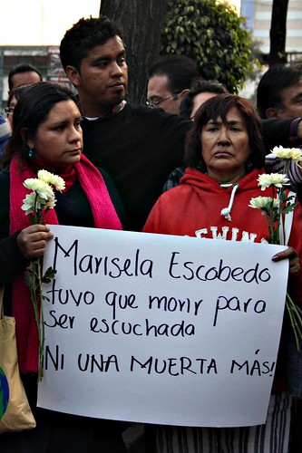 manifestación ante SEGOB por el feminicidio de Marisela Escobedo