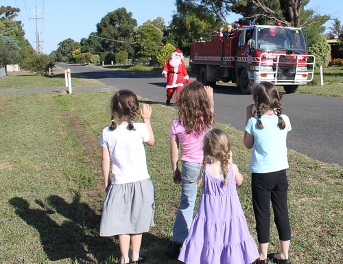 Santa coming on the fire truck