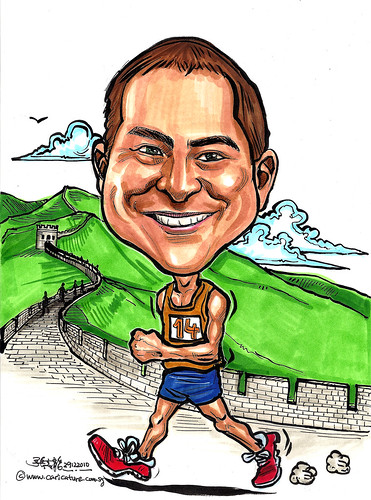 marathon caricatrue at Great Wall of China