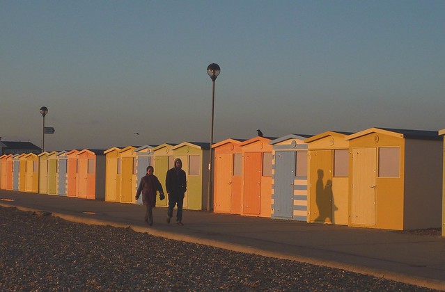 beach huts and afternoon sun