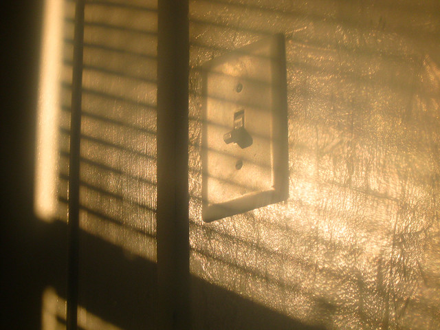 light switch with shadow cast by venetian blinds