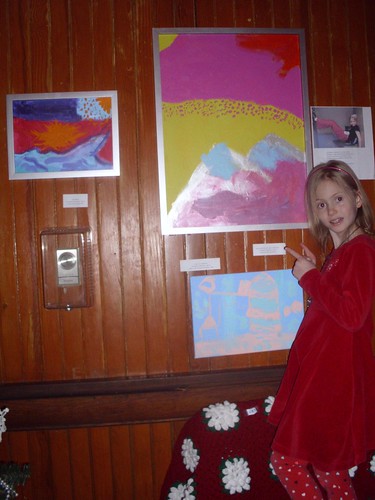 Elizabeth with her paintings at Women of Westport in the Depot Theatre, Westport, NY