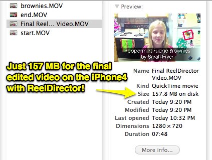 Final Video with ReelDirector: 157 MB