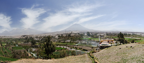 Panorama including Misti, Picchu Picchu and Chachani
