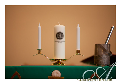 crane-estate-castle-hill-wedding-inspiration-mm- unity candle at church wedding with monogram