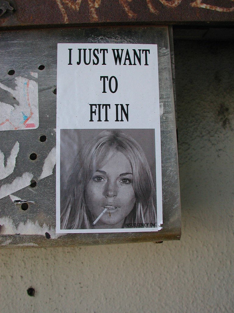 I Just to Fit in, Street Art, Graffiti, sticker, LA, Los Angeles