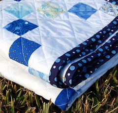 Blue Squares Quilt Binding
