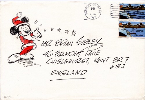 John Hench Christmas Card 1987 (envelope)