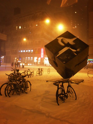Blizzard 2010, East Village, Astor Place Cube, New York City 1