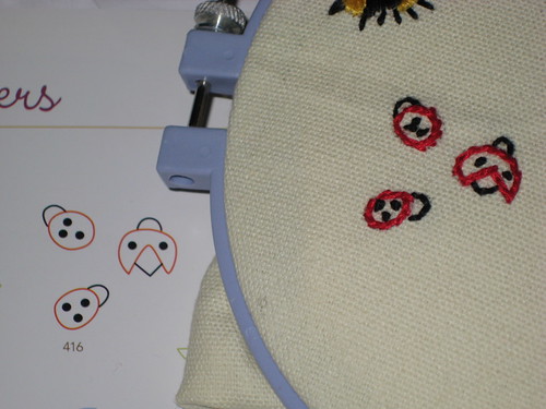 Day 29: doodle stitching trio of ladybugs embroidery 