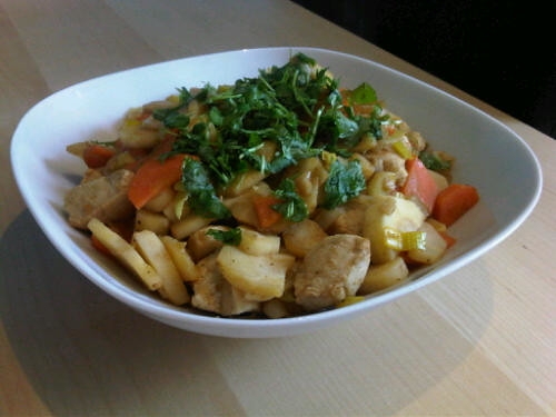 Chicken parsnip stir-fry