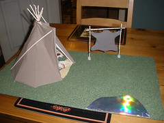 Tipi project - lake and a skin stretcher