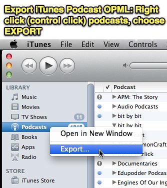 Export iTunes Podcasts as OPML