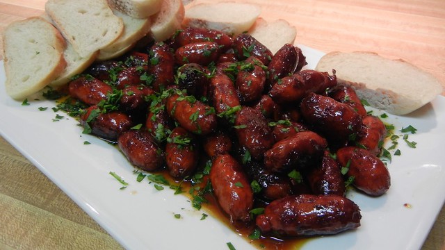 Choricitos al Vino (Chorizo in Red Wine or “Fancy Cocktail Wieners”)