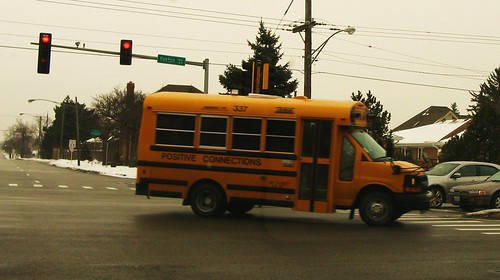 Positive Connections Chevrolet van style school bus. Niles Illinois USA. Monday, January 24th, 2011. by Eddie from Chicago