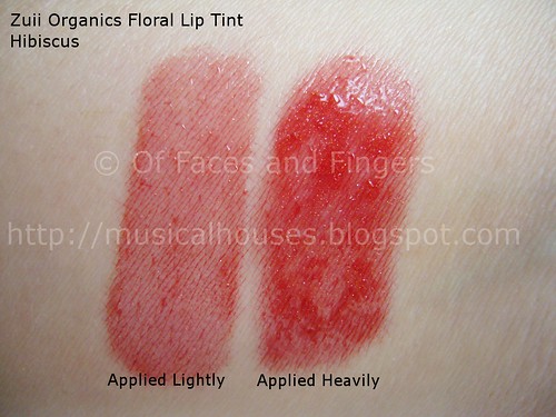 zuii organics floral lip tint hibiscus swatch