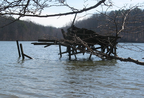 Broken down structure on the lake