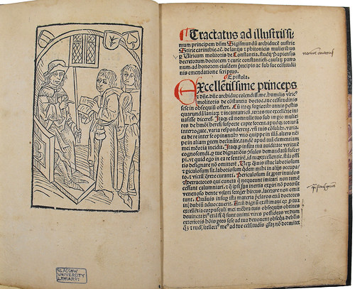 Woodcut illustration and annotations in Molitoris, Ulricus: De lamiis et phitonicis mulieribus