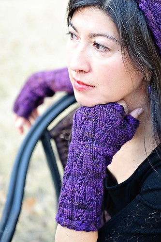 These mitts are twisty all over and stunning as worked up in this handdyed