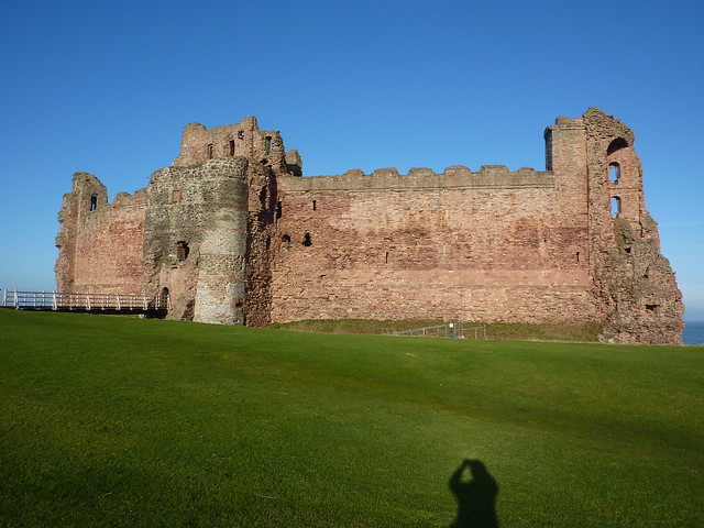 Afternoon sun shining on the pink castle walls