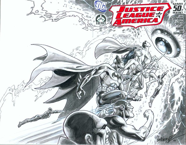 Justice League of America cover by José Luis García-López for Hero Initiative