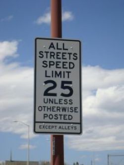 25mph Unless Otherwise Posted speed limit street sign_Union, City of Colorado Springs, Colorado