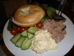 Tuna & egg salad with a bagel