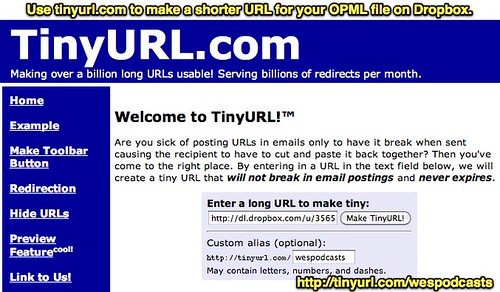 TinyURL.com to Shorten OPML file name