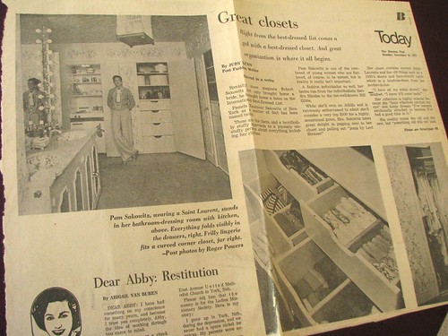 Newspaper article from 1972 about closet design