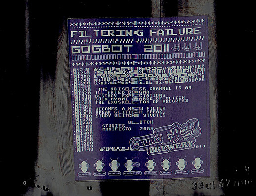 Scanned Filtering Failure // Glitch Studies Manifesto // Gogbot 2011 beer bottle