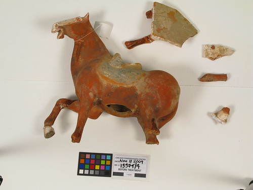 painted terracotta horse before