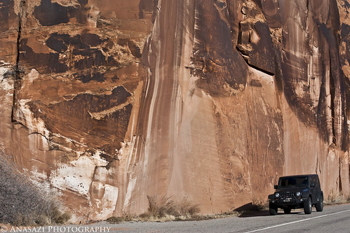 Jeep Under Petroglyphs