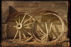 Wagon wheels aged tin type