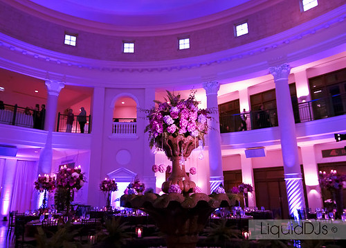 Pinspots pinspotting wedding centerpieces Miami LED lavender uplighting 