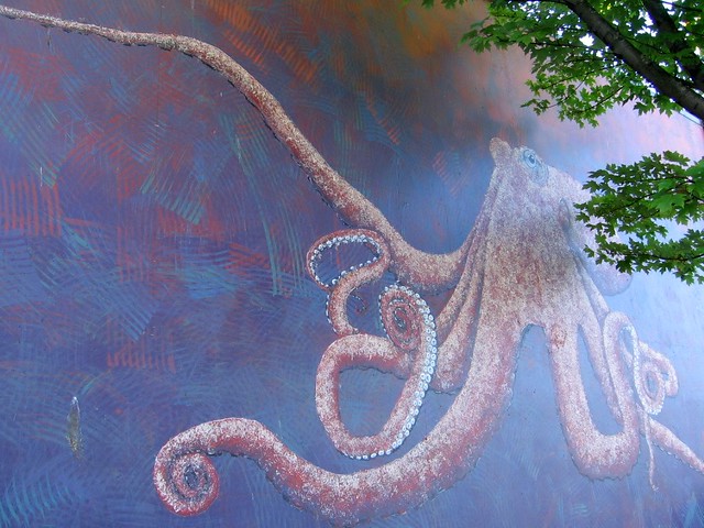 octopus mural, fish brewing