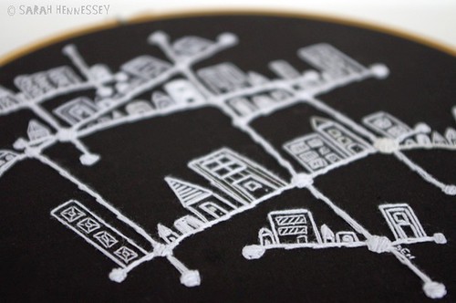 Constellation City Embroidered Hoop Art3