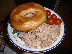 Toasted bagel with tuna