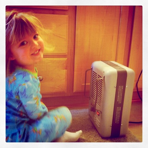 Catie & the space heater (our BFF on cold mornings)