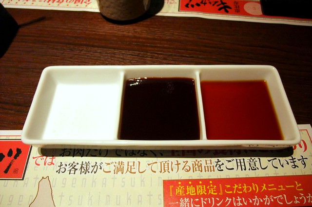 Dipping Sauces: Salt, Tonkatsu Sauce and Shoyu