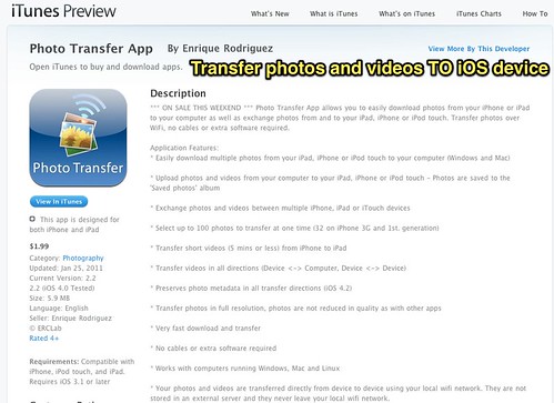 Transfer photos and videos TO iOS device