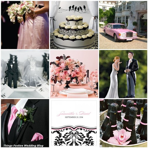 black and white wedding color palette Pink Black and White Wedding Color