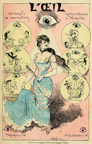 005-Poliza de la compañia de seguros conjugales EL OJO-La grande mascarade parisienne 1881-84-Albert Robida