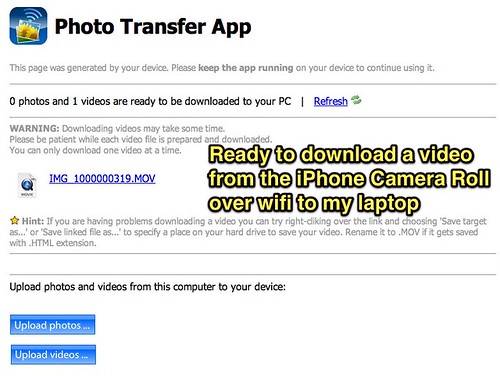 iPhone Video Transfer over Wifi